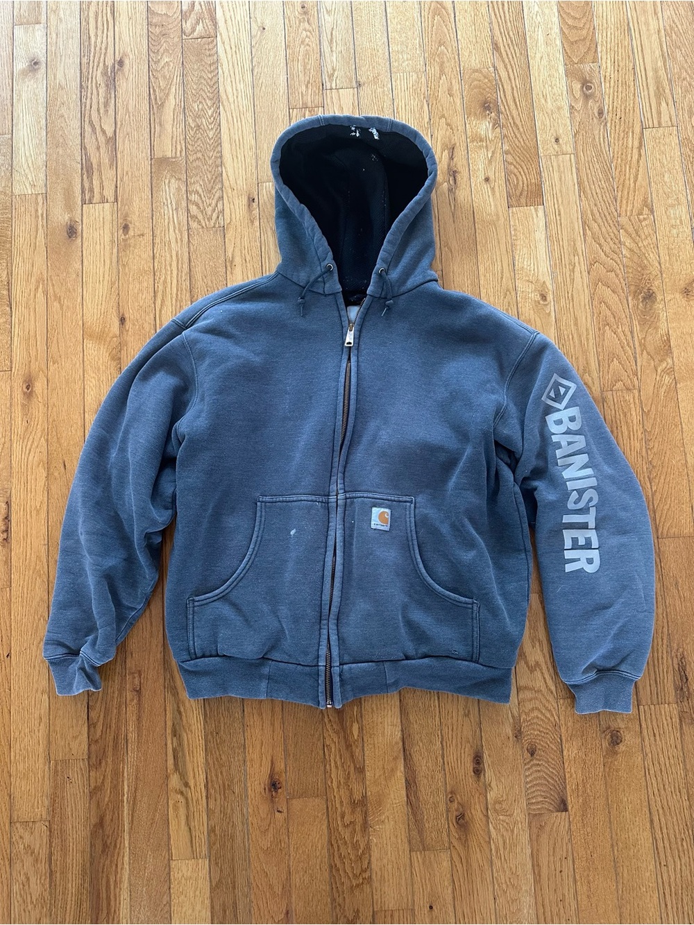 Carhartt Gray Zip Hoodie with Gold Logo Tag